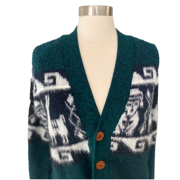 Wool V-Neck Cardigan Sweater, Button Front, Vintage - Picture 3 of 9